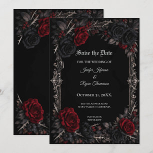 Invitation de sauvegarde Floral gothique Halloween