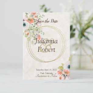 Invitation de sauvegarde florale aquarelle rose et
