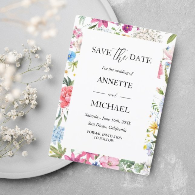 Invitation de sauvegarde florale colorée (Créateur téléchargé)