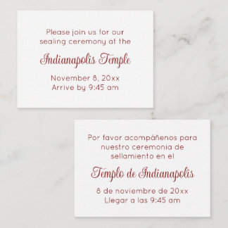 Invitation de scellement au temple en script rouge