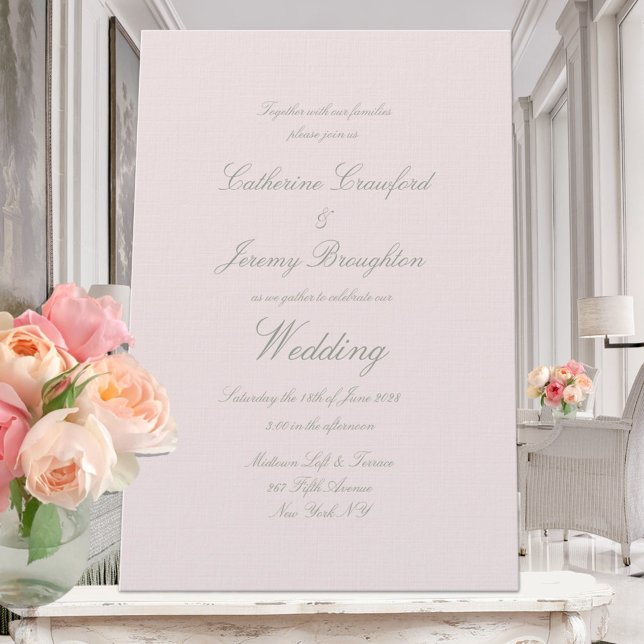 Invitation de script de Mariage de lin rose vif cl (Créateur téléchargé)
