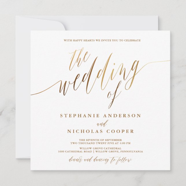 Invitation de script Gold Elegant (Devant)