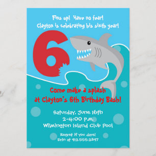 Invitation de Shark Bite - 6e fête d'anniversaire