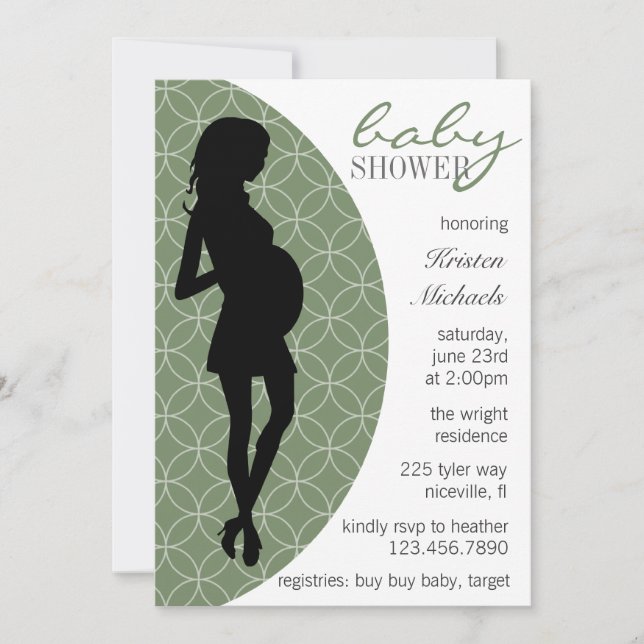 Invitation de silhouette de la petite fille [vert] (Devant)