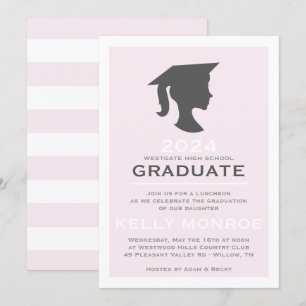Invitation de silhouette d'obtention du diplôme de