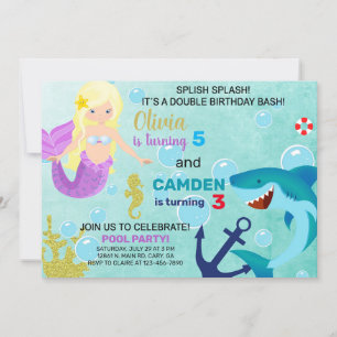 Invitation de Sirène et de requin.