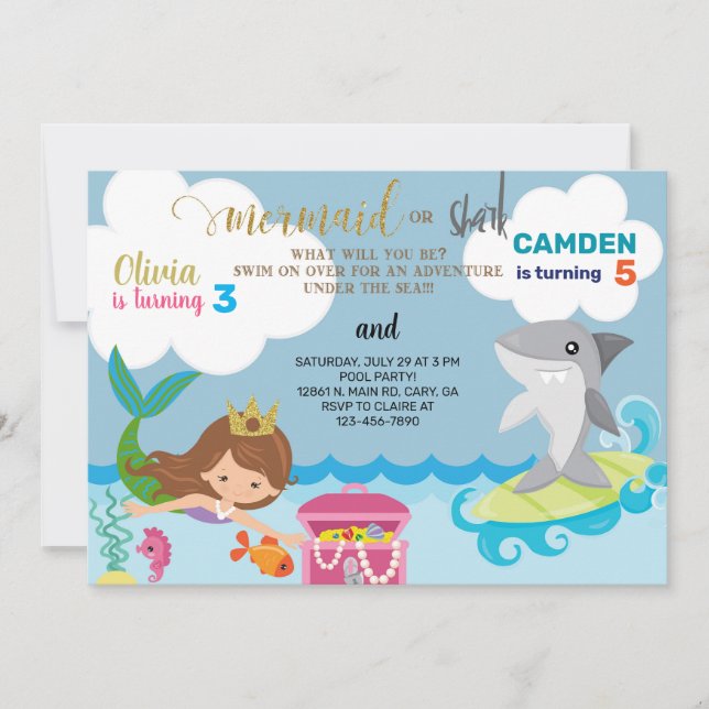 Invitation de Sirène et de requin. (Devant)