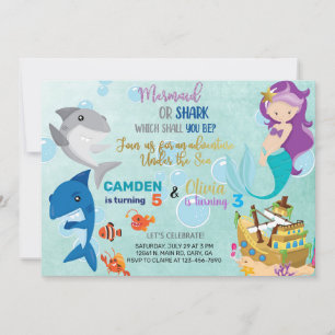 Invitation de Sirène et de requin.
