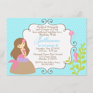 Invitation de sirènes pour un anniversaire de fill