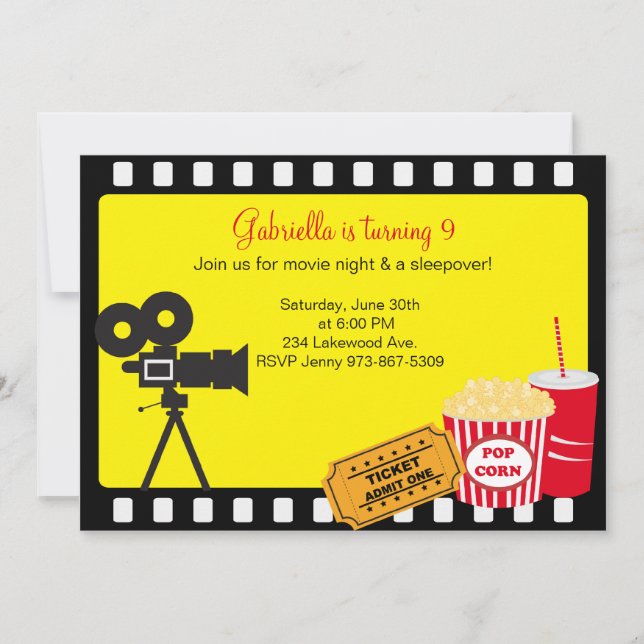 Invitation de Sleepover/soirée cinéma (Devant)