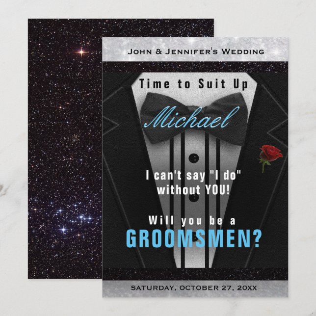 Invitation de smoking pour garçon d'honneur Habill (Devant / Derrière)