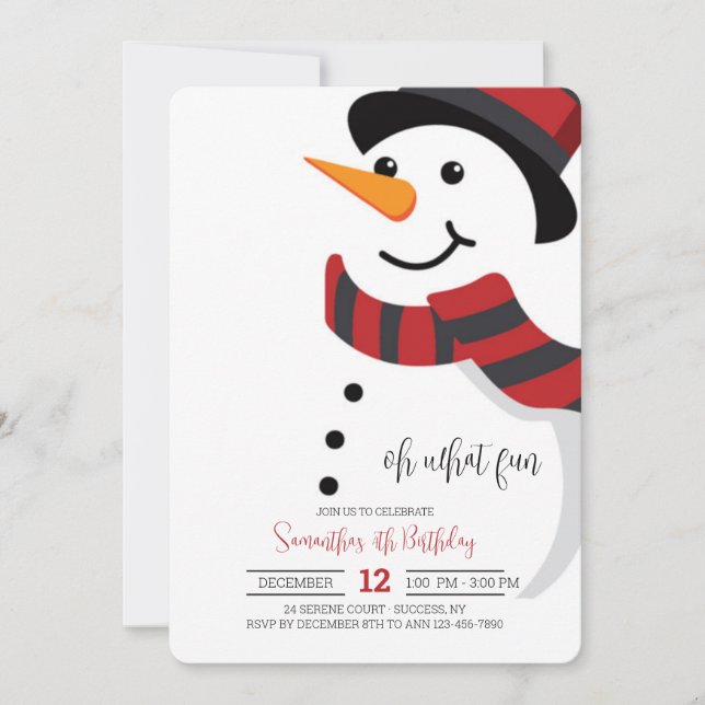Invitation de Snowman souriant (Devant)