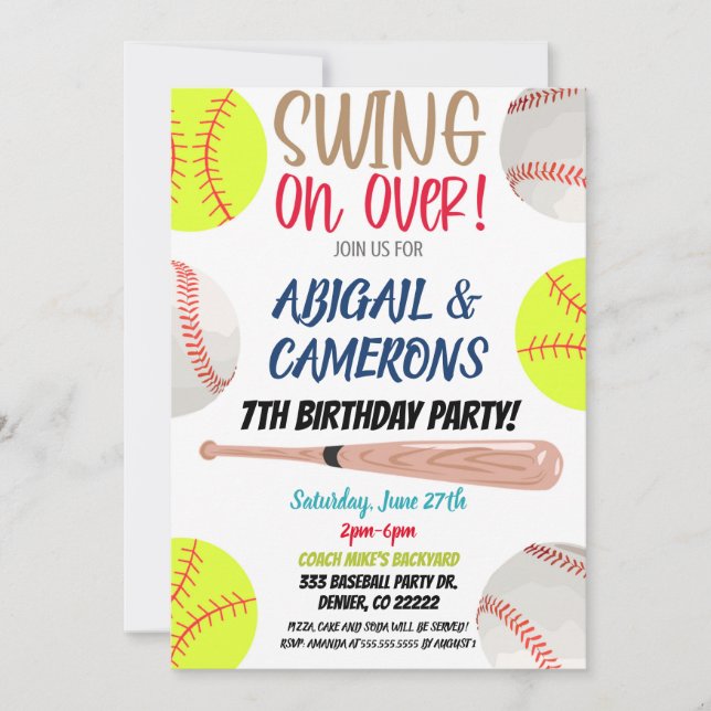 Invitation de softball et de baseball (Devant)