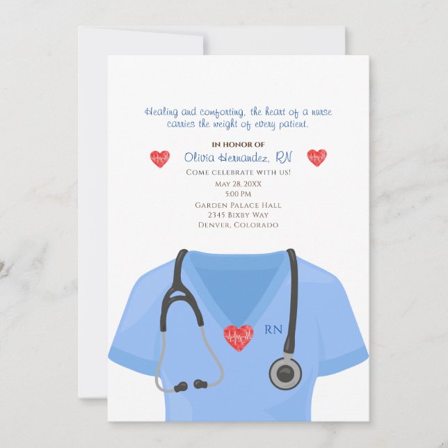 Invitation de soins infirmiers, de stéthoscope et  (Devant)