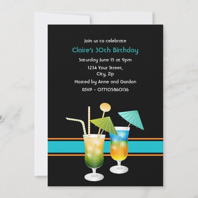 Invitation de soirée cocktail personnalisée (Devant)