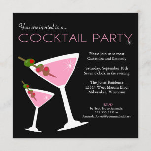 Invitation de soirée Cocktail Pink Martini