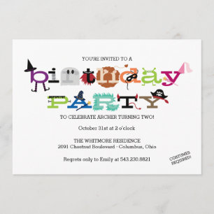 Invitation de soirée costume pour la fête d'annive