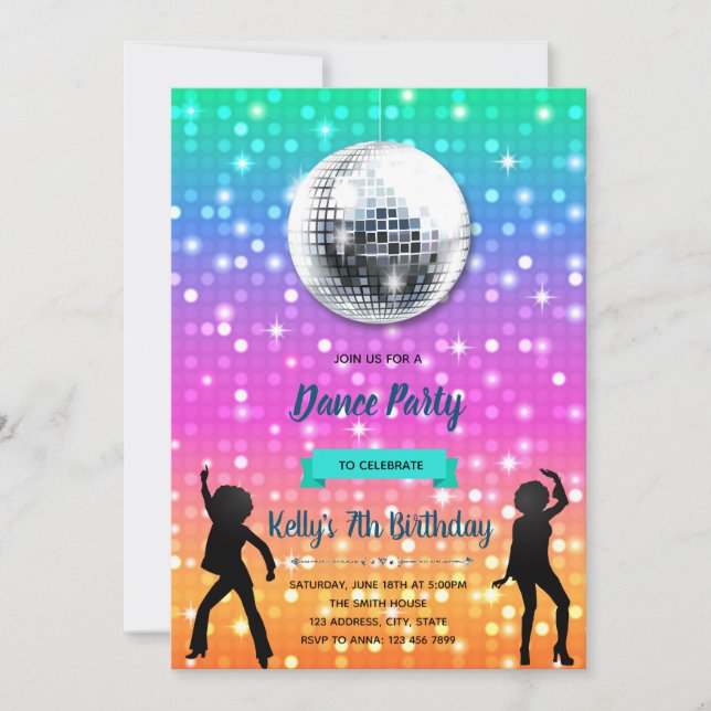Invitation de soirée dansante de disco (Devant)