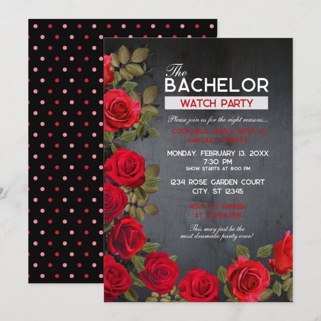 Invitation de soirée de visualisation de Bachelor  (Devant / Derrière)
