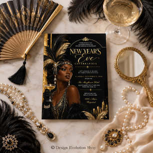 Invitation de soirée du Nouvel An au style Art Déc