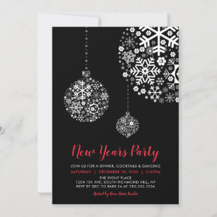 Invitation de soirée du Nouvel An moderne noir et