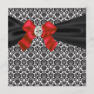 Invitation de soirée en noir et rouge, sur fond de
