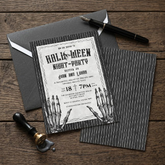 Invitation de soirée Halloween squelette gothique