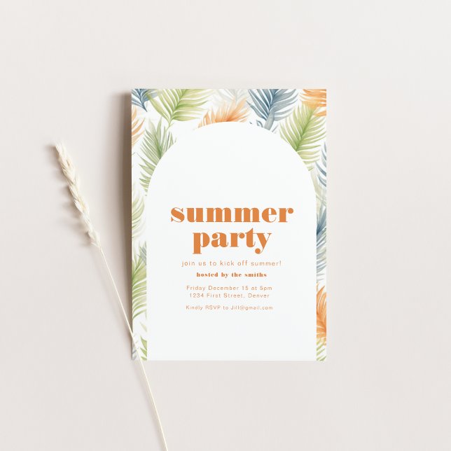 Invitation de Soiree Party d'été avec Plante tropi (Créateur téléchargé)