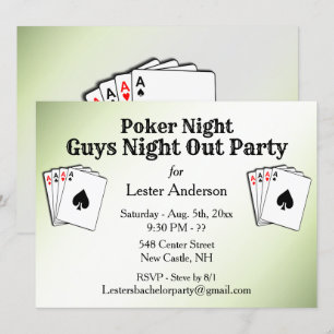 Invitation de soirée poker verte avec titre person