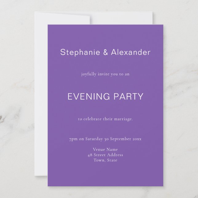Invitation de soirée simple pourpre QR (Devant)