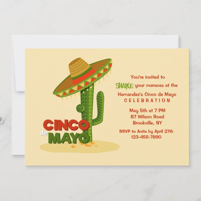 Invitation de sombrero de Cinco De Mayo (Devant)