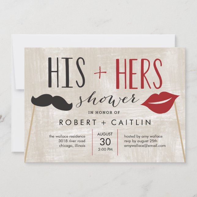 Invitation de son & ses douches couple (Devant)