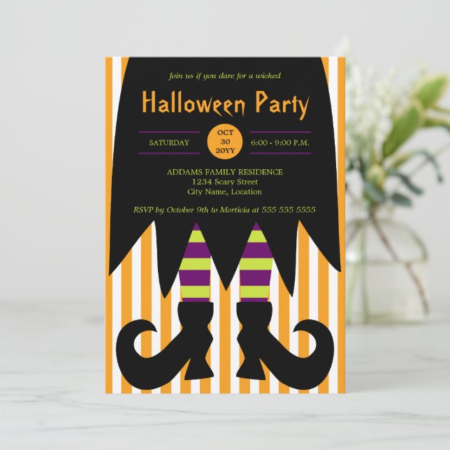 Invitation de sorcière de la fête d'Halloween (Debout devant)
