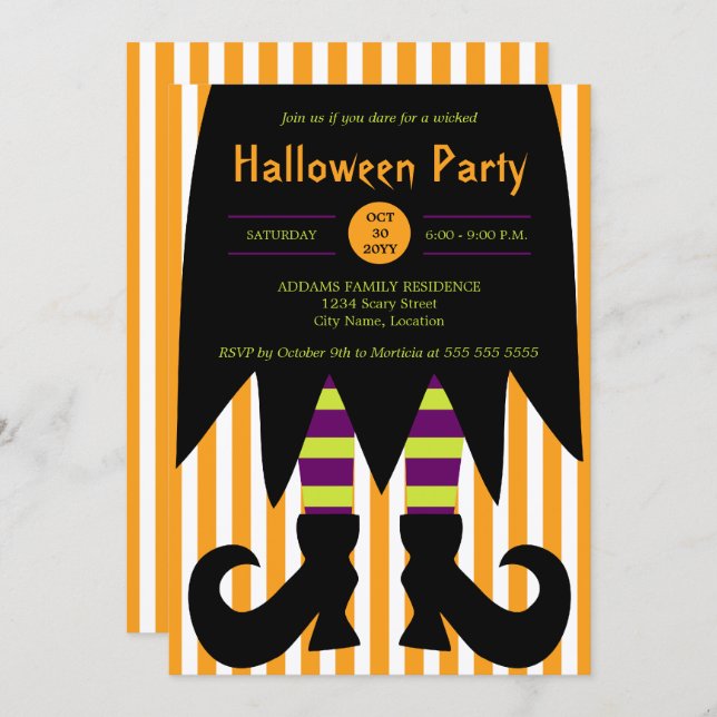 Invitation de sorcière de la fête d'Halloween (Devant / Derrière)