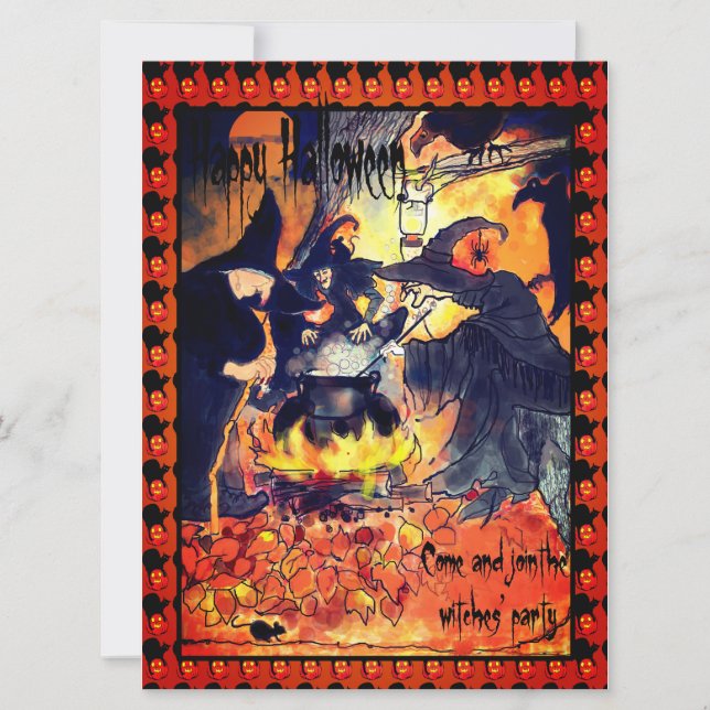 Invitation de sorcières à la fête d'Halloween (Devant)