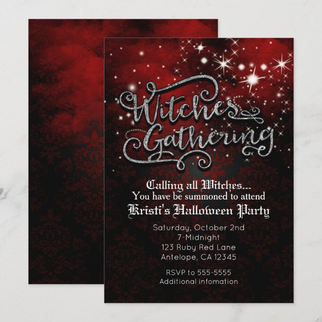Invitation de sorcières Rassembler rouge et noir D (Devant / Derrière)