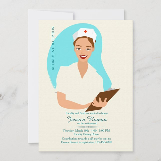 Invitation de sourire de retraite d'infirmière (Devant)