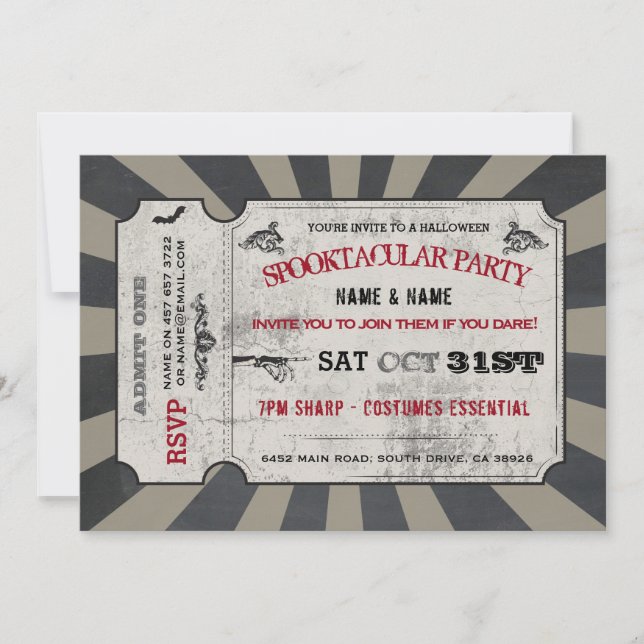 Invitation de Spooktacular de partie de billet de (Devant)