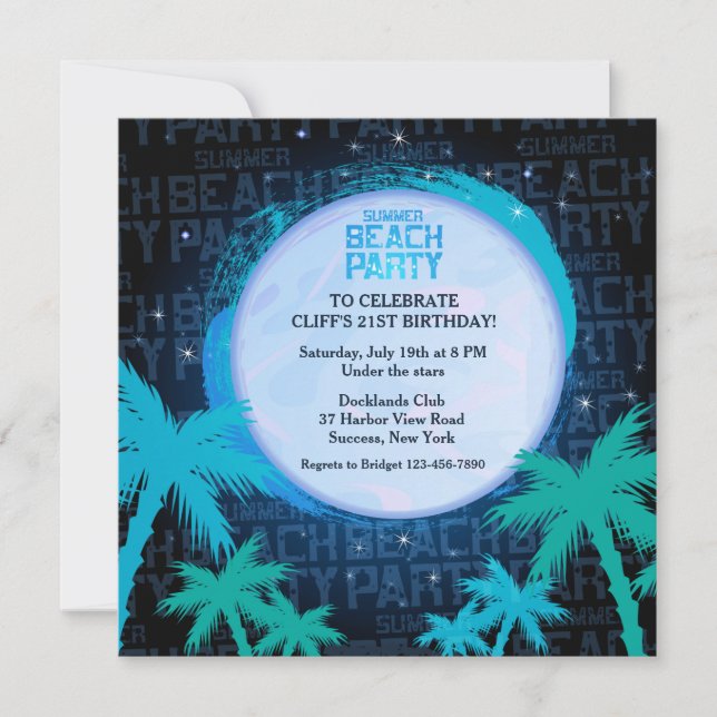 Invitation de Starry Beach Party (Devant)