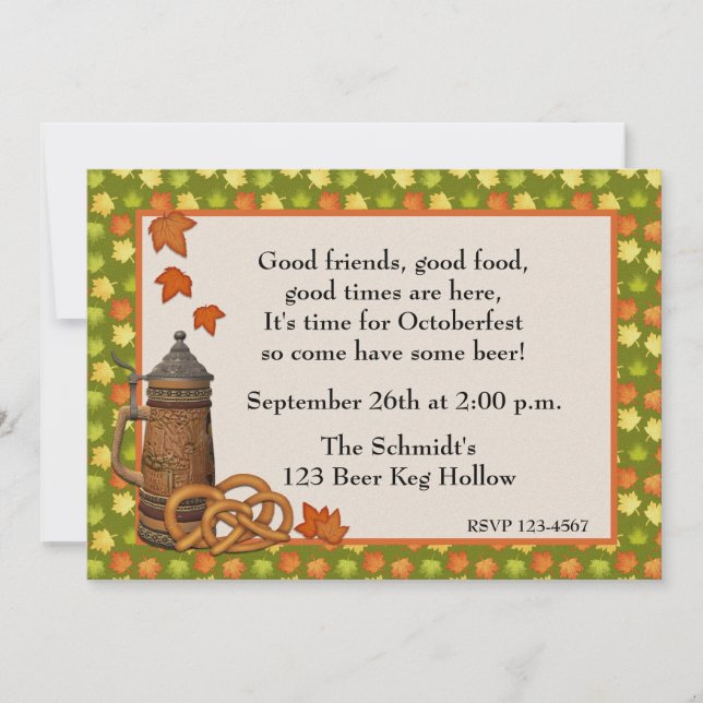 Invitation de Stein Pretzels à l'Oktoberfest (Devant)