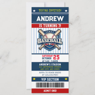 Invitation de style billet de baseball sportif per