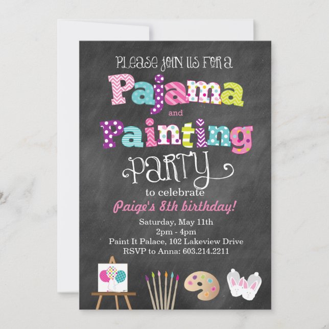 Invitation de style de pyjama et de tableau de (Devant)