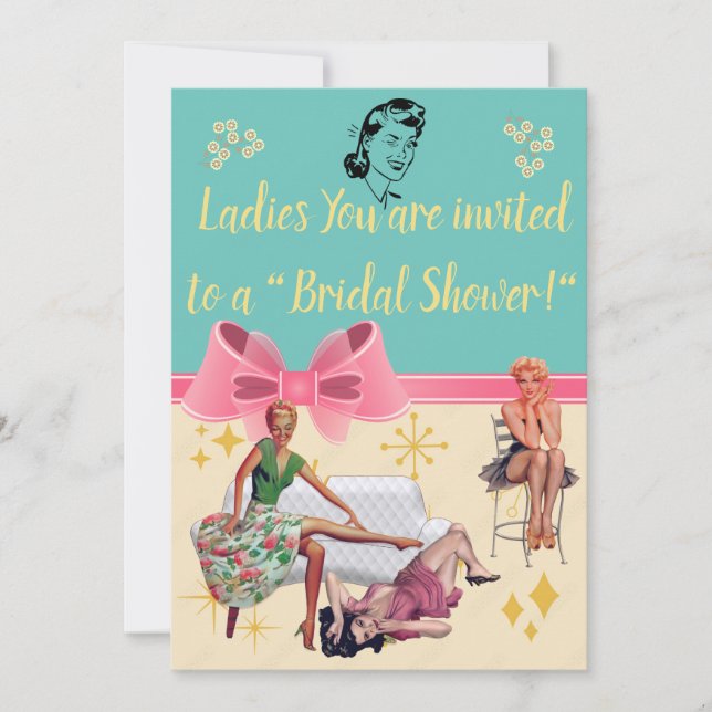 Invitation de style rétro "Fête des mariées" (Devant)