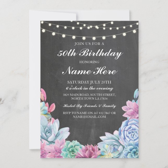Invitation de Succulents de pastels de fête (Devant)