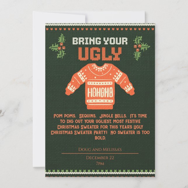 Invitation de Sweat de Noël moche (Devant)
