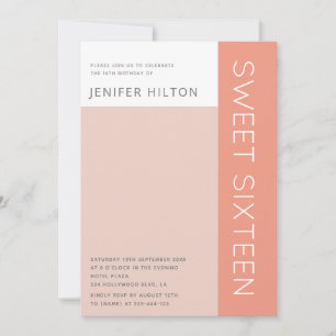 Invitation de sweet sixteen de bloc de couleur sim