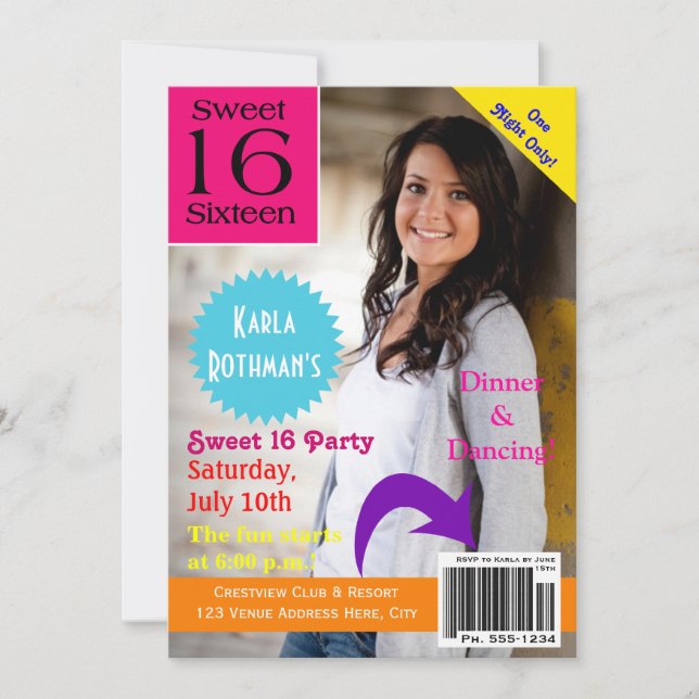 Invitation de sweet sixteen de couverture de (Devant)