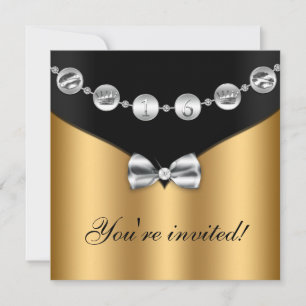 Invitation de Sweet sixteen de l'Argent noir en or