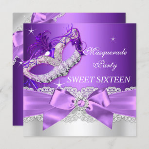 Invitation de Sweet sixteen masqué pourpre Bow