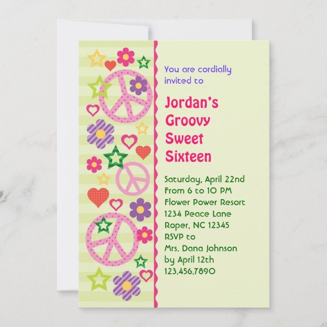 Invitation de Sweet sixteen Super rétroactif (Devant)
